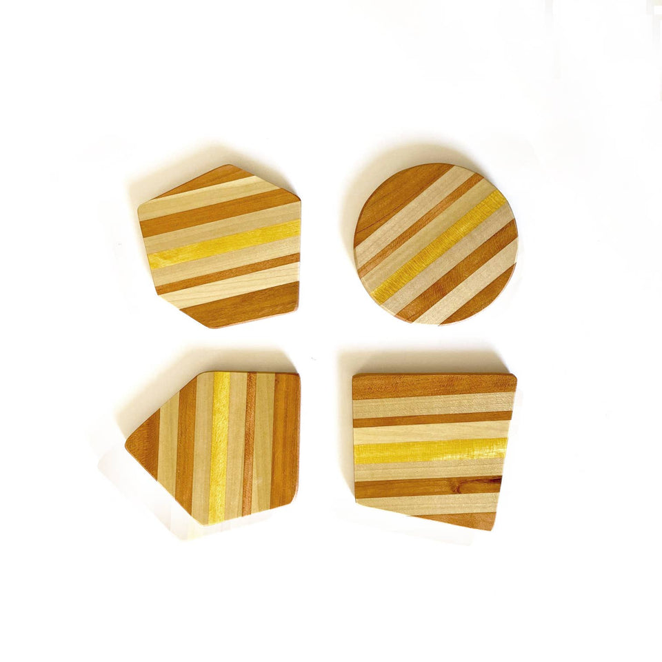 4 pc Handmade Mixed Wooden Coasters  - Irregular Shaped. home decor, happy hour accessories