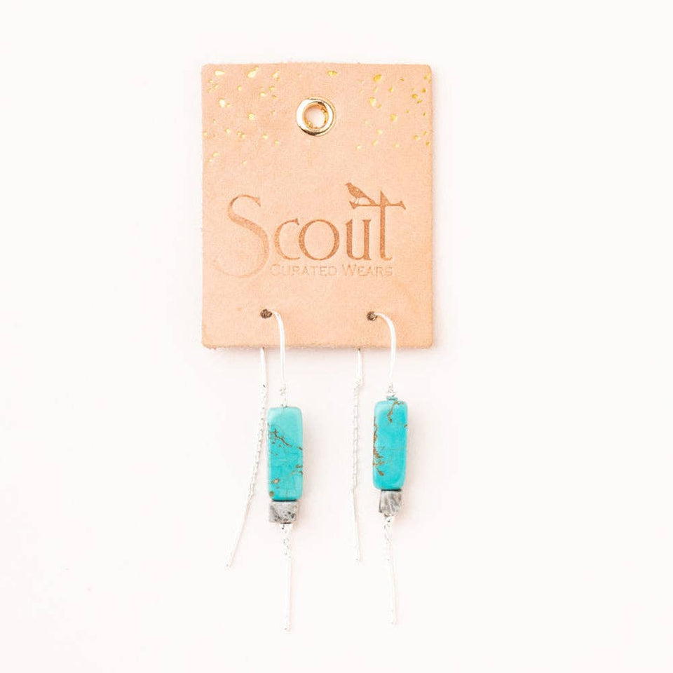 Rectangle Stone Earring - Howlite/Black/Gold