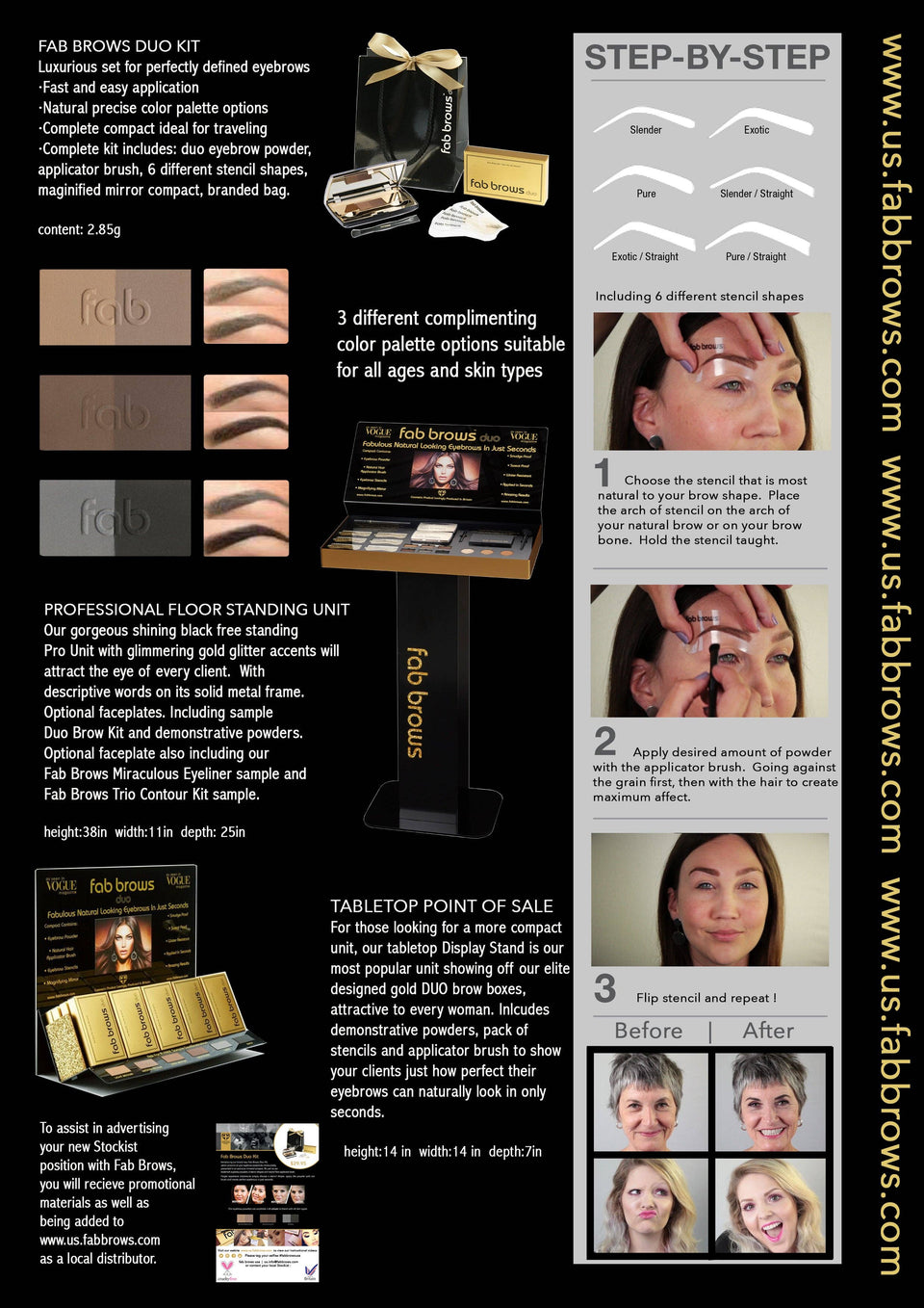 Fab Brows Duo Stencil Eyebrow Kit: Light Brown / Medium Brown