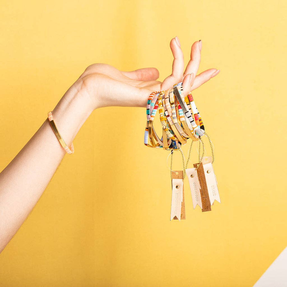 Good Karma Miyuki Bracelet | Brave - Pink Multi/Gold