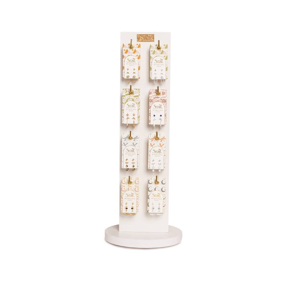 Stud Trio Ear Jacket Set - Leaf/Rose Quartz/Gold