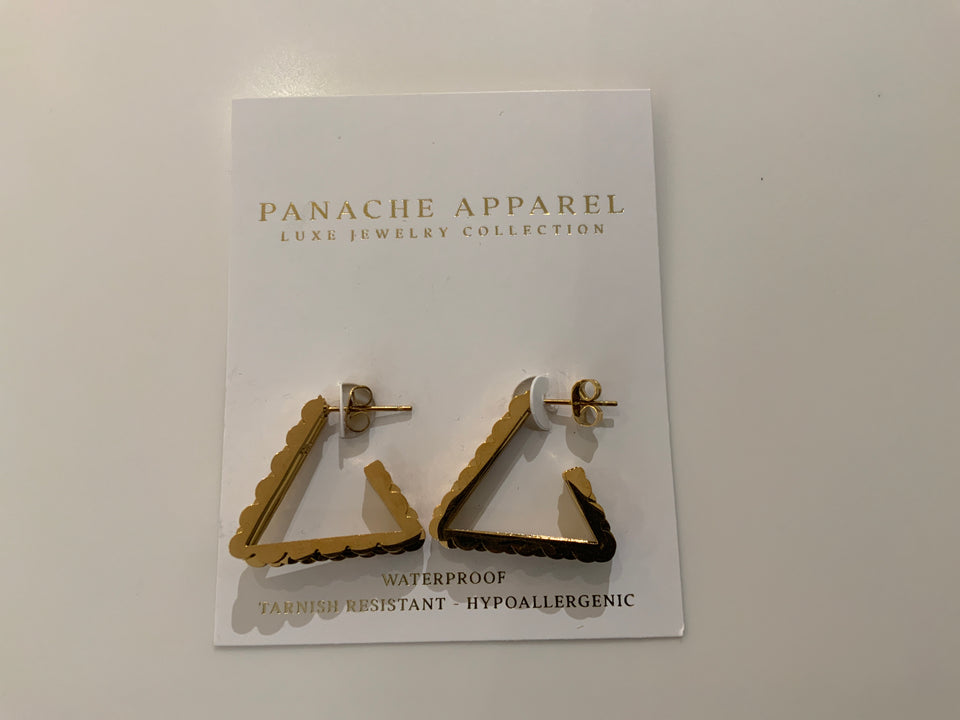 Panache Braided Gold Triangle Earrings