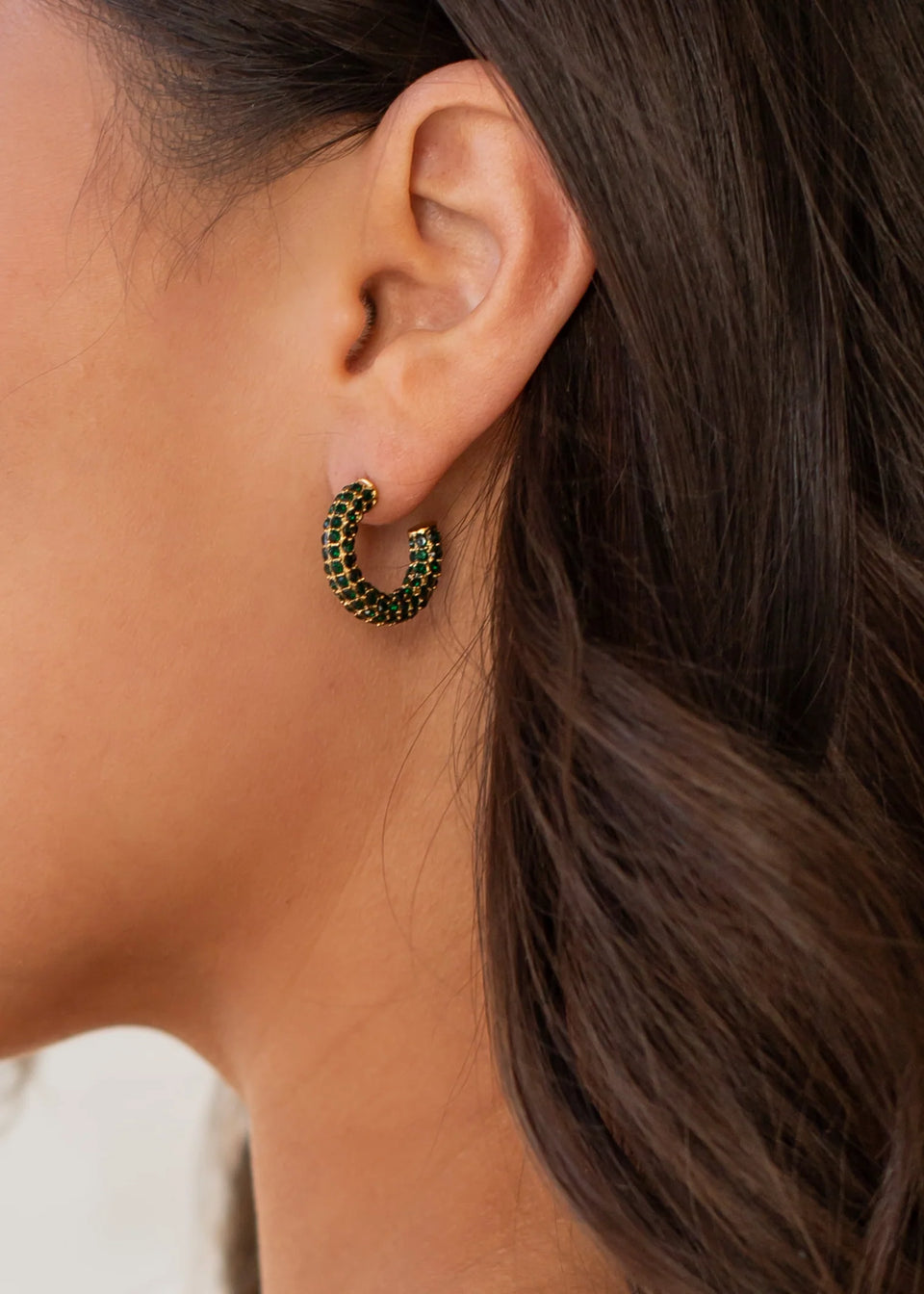 Luxe Rhinestone and Gold Hoop Earrings