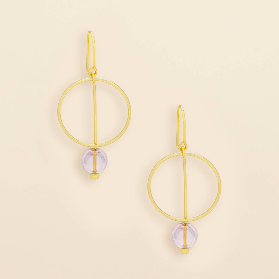 Refined Glass Drop Earrings - Pink/Gold