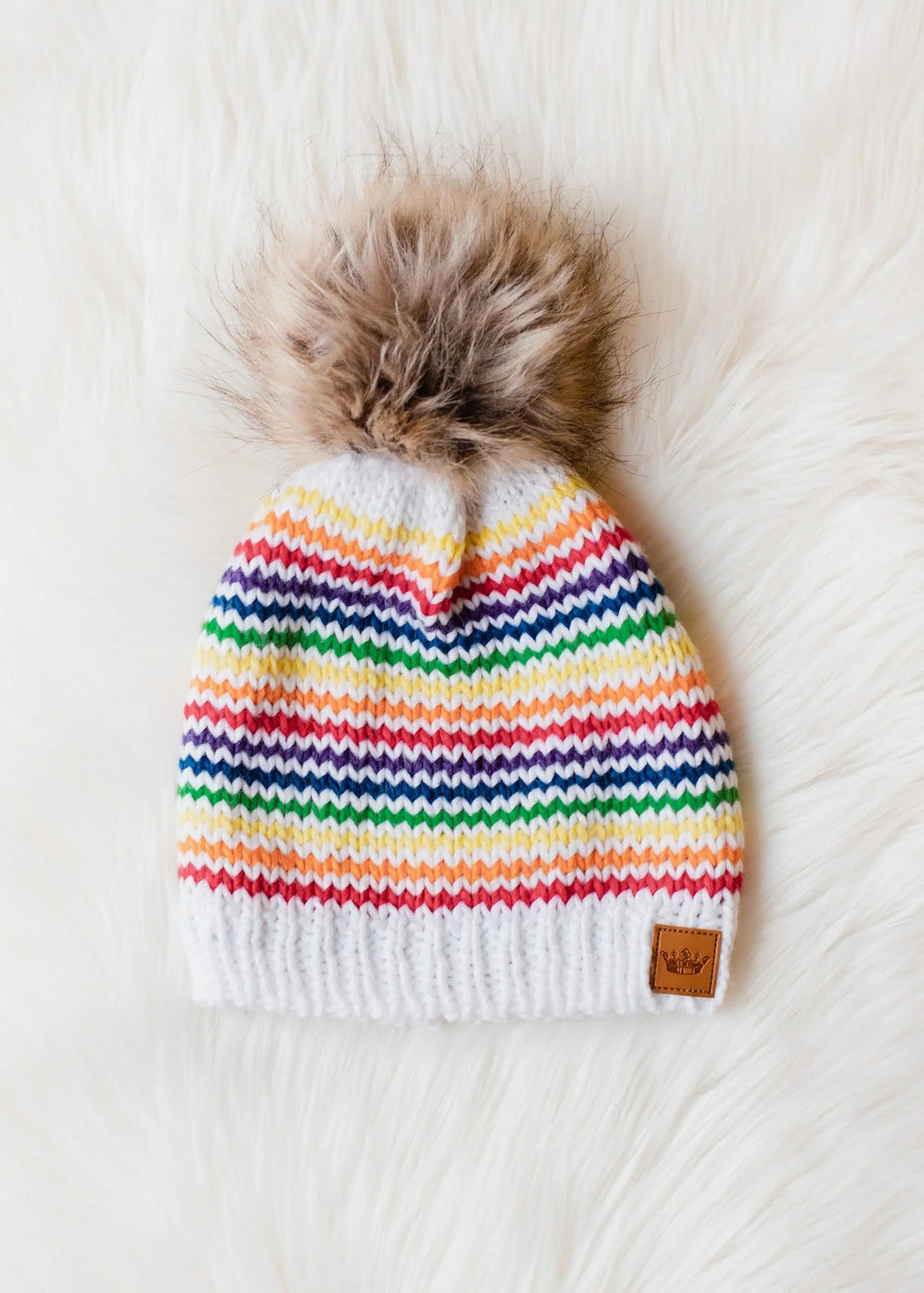 Rainbow Striped Pom Hat | petite shops