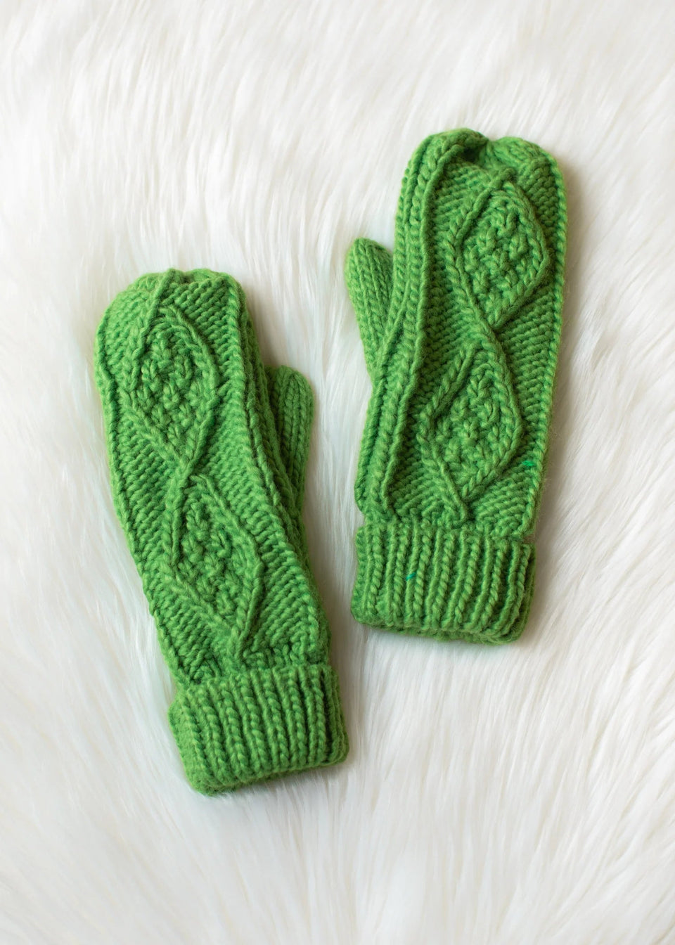 Green Cable Mittens | petite shops