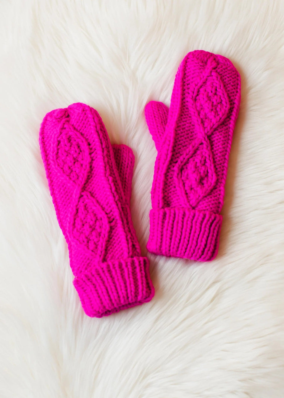 Pink Cable Mittens | petite shops