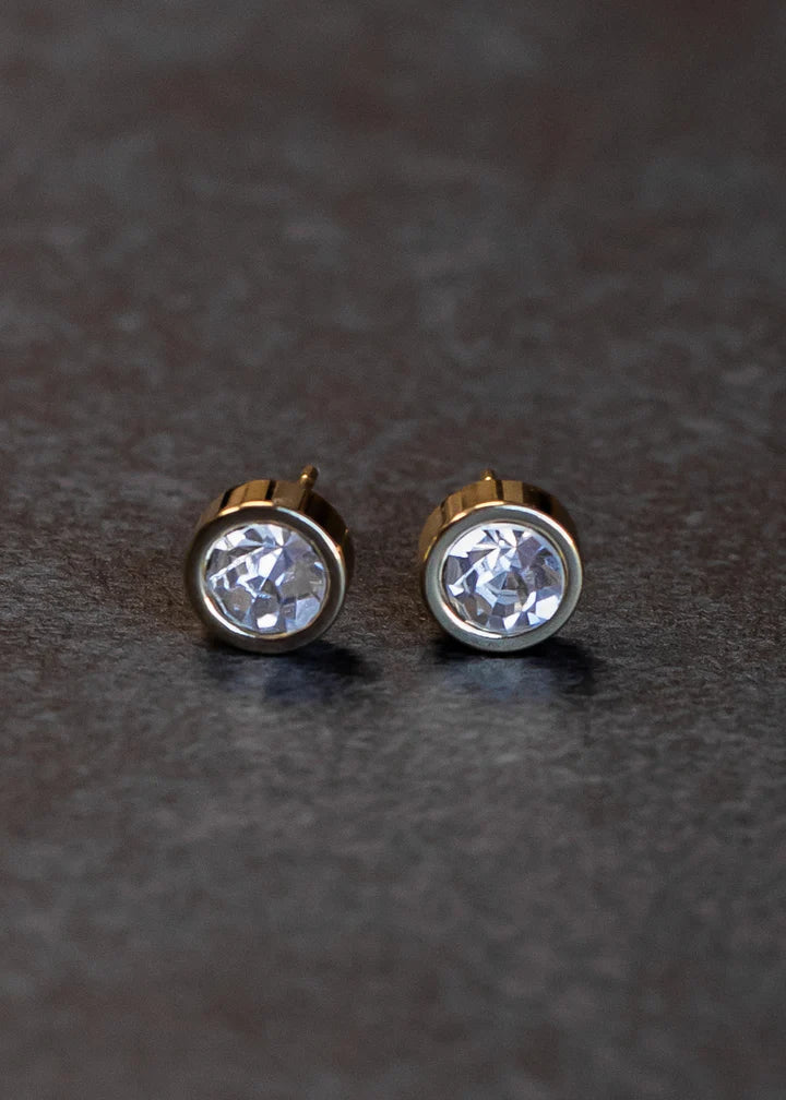 Gold Rhinestone Stud Earrings | petite shops
