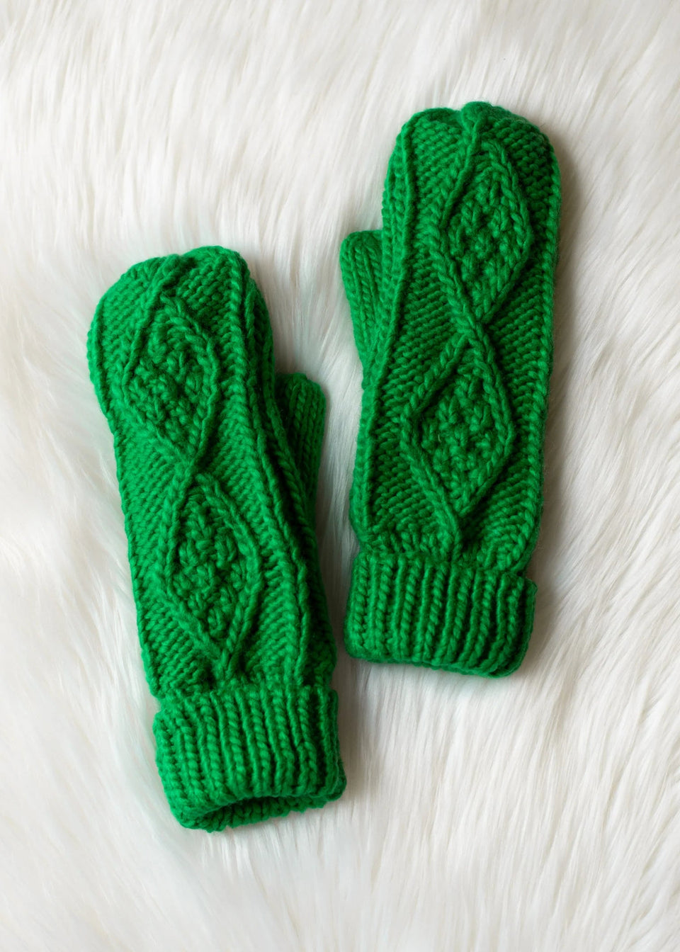 Forest Green Cable Mittens | petite shops