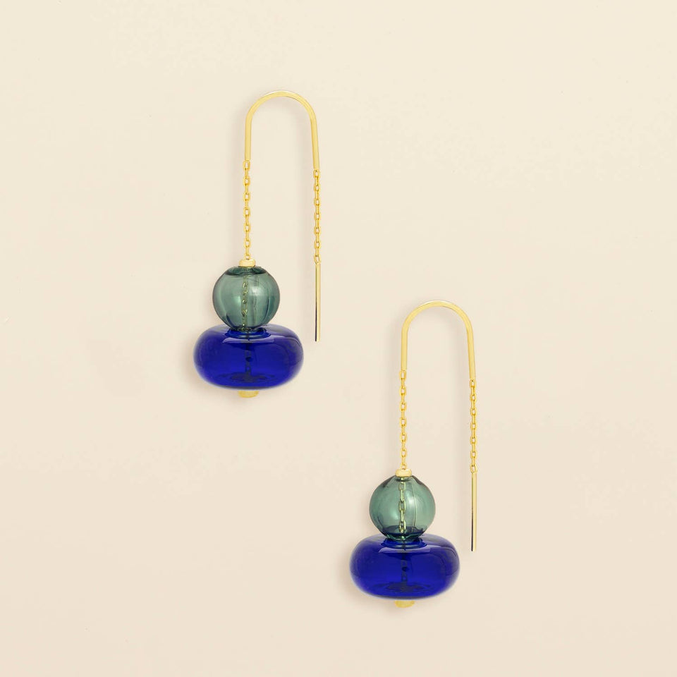 Refined Glass Stacked Threader - Teal/Blue/Gold