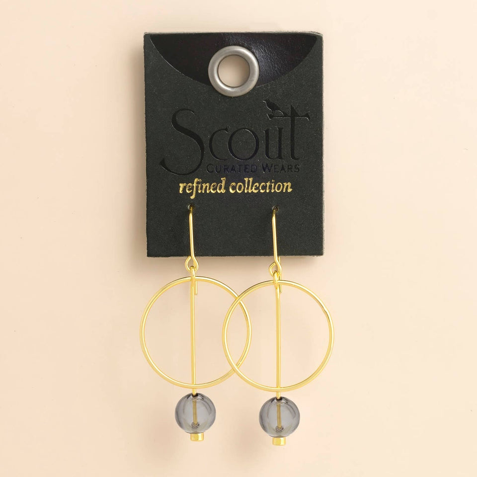 Refined Glass Drop Earrings - Smoke/Gold