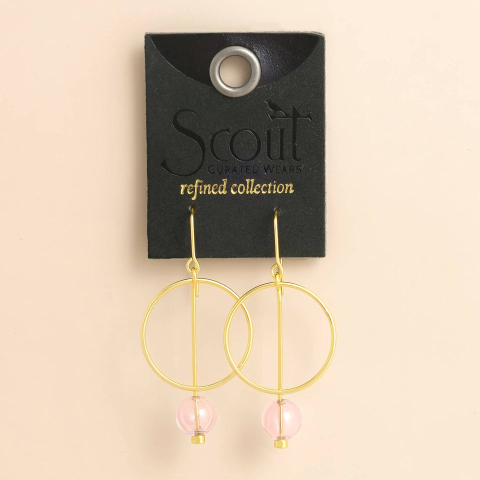 Refined Glass Drop Earrings - Pink/Gold