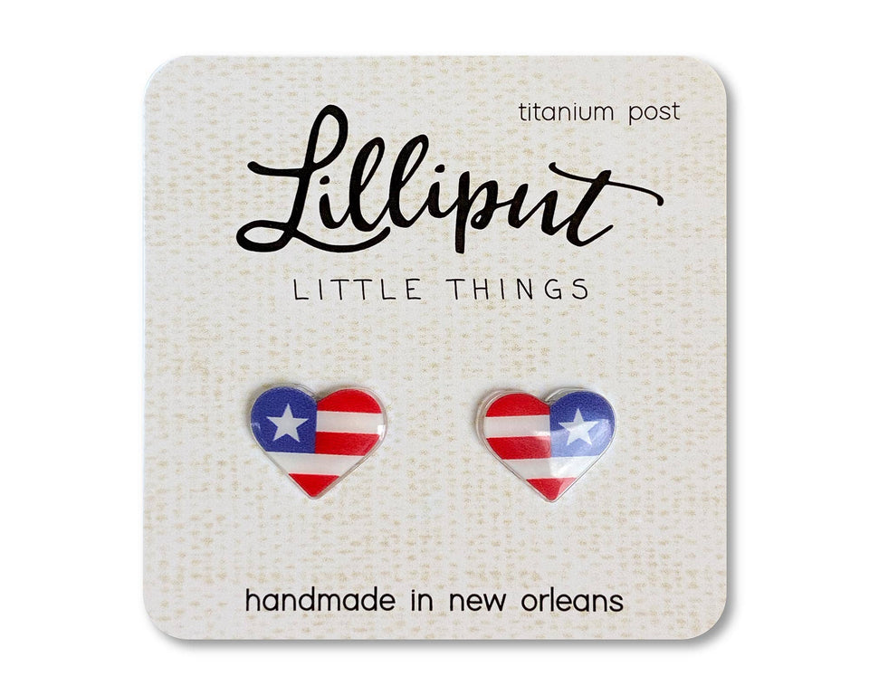 American Flag Heart Earrings // Fourth of July // July 4