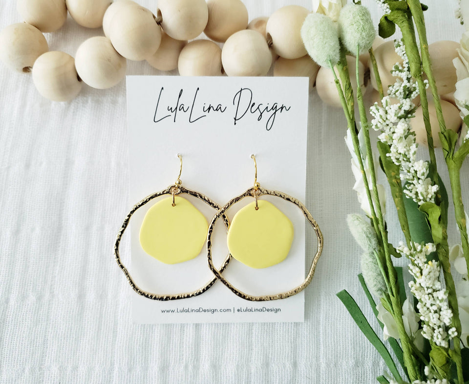 Sunshine Hoop Polymer Clay Yellow Earrings | petite shops