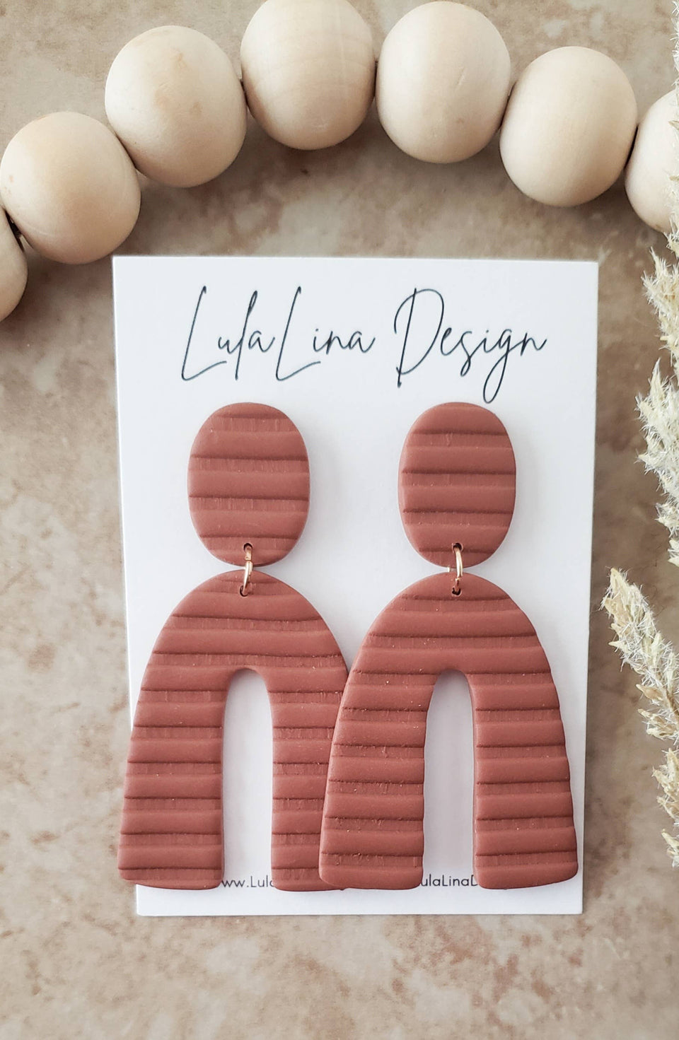 Sage | Terracotta Clay Large Arch Rainbow Texture Earrings | petite shops