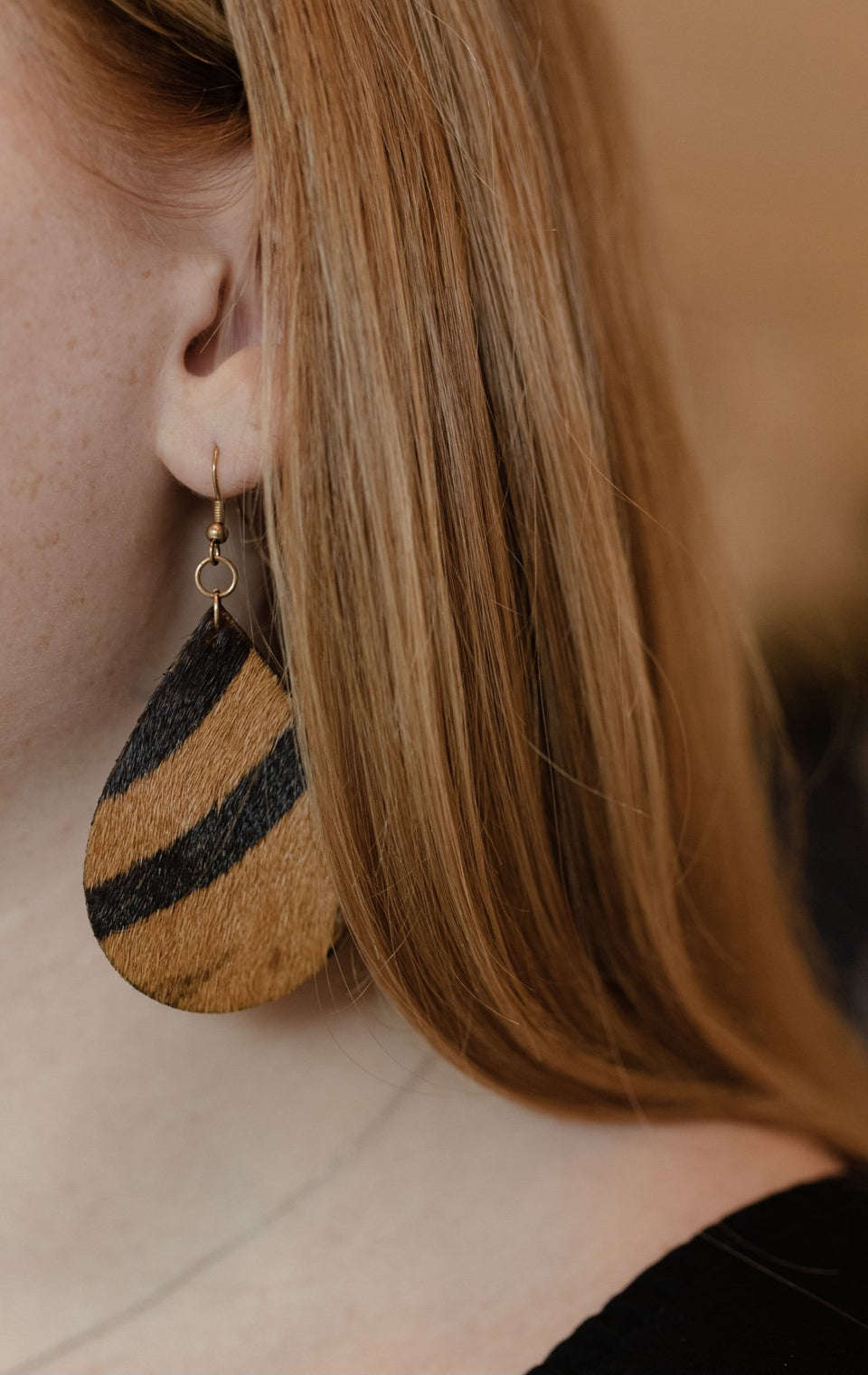 Tiger Print Teardrop Earrings
