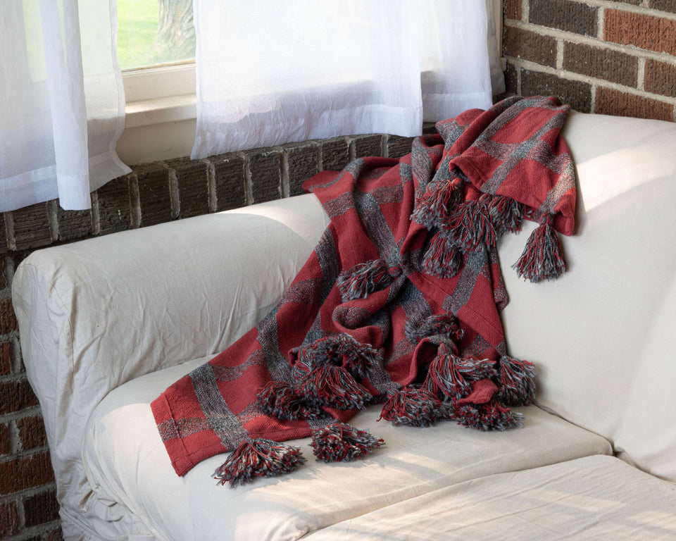 Hand Woven Jackie Throw - Red