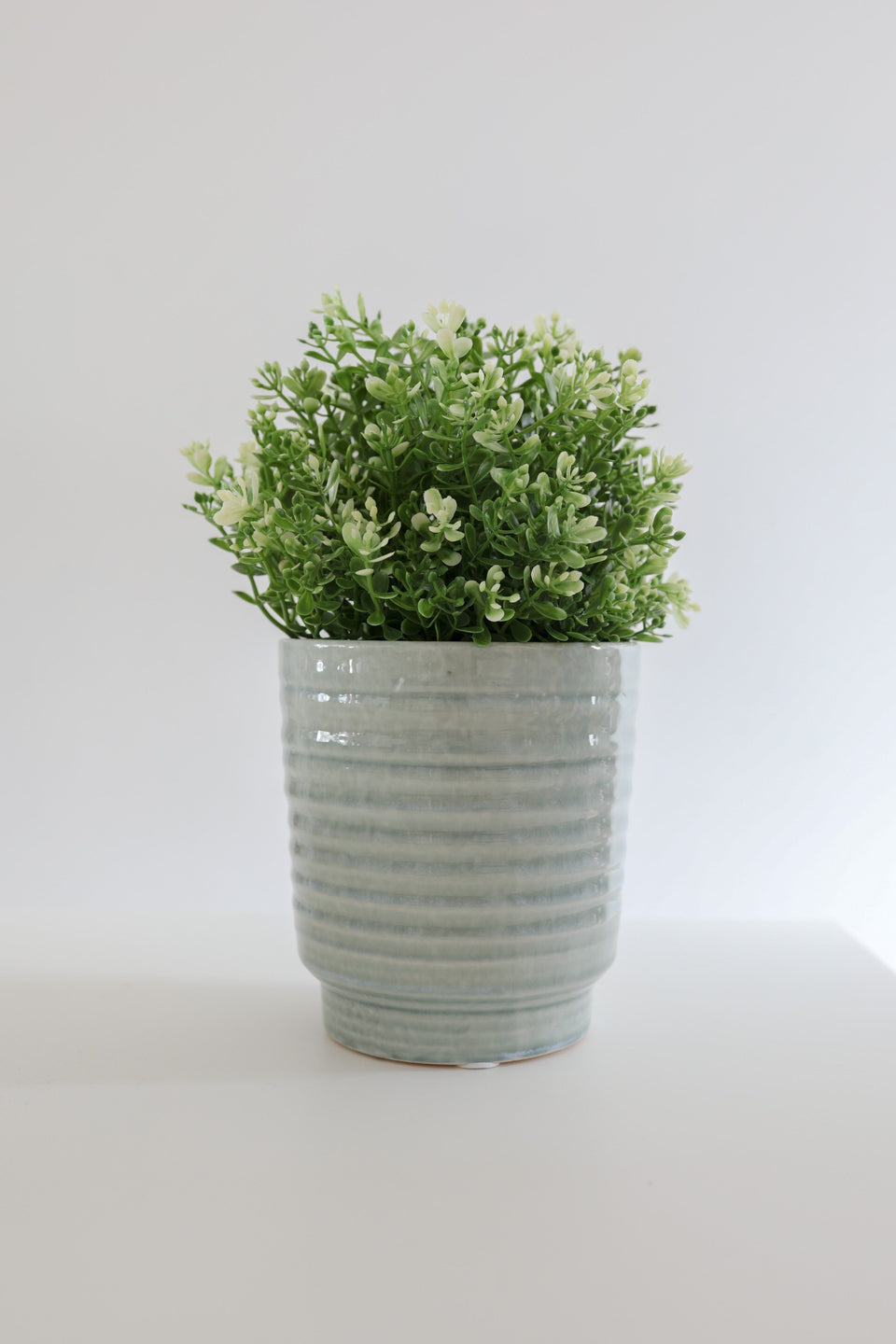 Green ripple pattern ceramic planter- Large