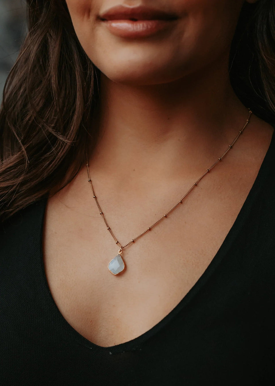 Harlow Stone Necklace- White | petite shops